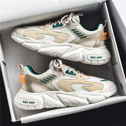 Zapatillas deportivas para hombre de tejido de malla transpirable, con cordones y diseño de paneles