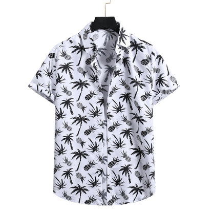 Camicia Estiva Uomo con Stampa di Bambù e Colletto a Revers – Vestibilità Aderente