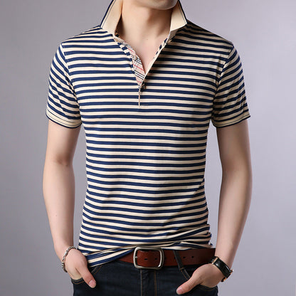 Polo Uomo Estiva a Maniche Corte con Stampa Geometrica No-Stiro – Cotton Blend