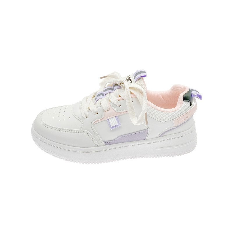 Scarpe da Ginnastica Donna con Suola Spessa e Lacci – Design Bicolore Punta Tonda