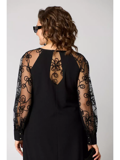 Abito Midi da Donna Primaverile con Taglio Libero e Maniche Raffinate