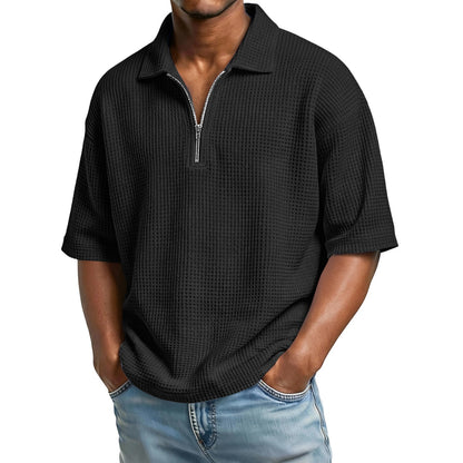 Men's Summer Polo Shirt in Honeycomb Knit with Short Sleeves – Regular Fit