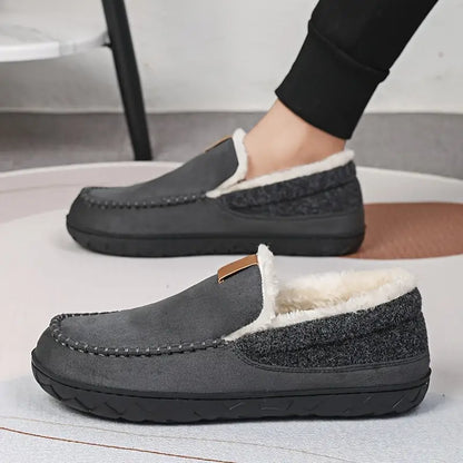 Men's Autumn Slip-On Moccasins Rounded Toe Plush Lining EVA Non-Slip Sole – Comfortable Shoes