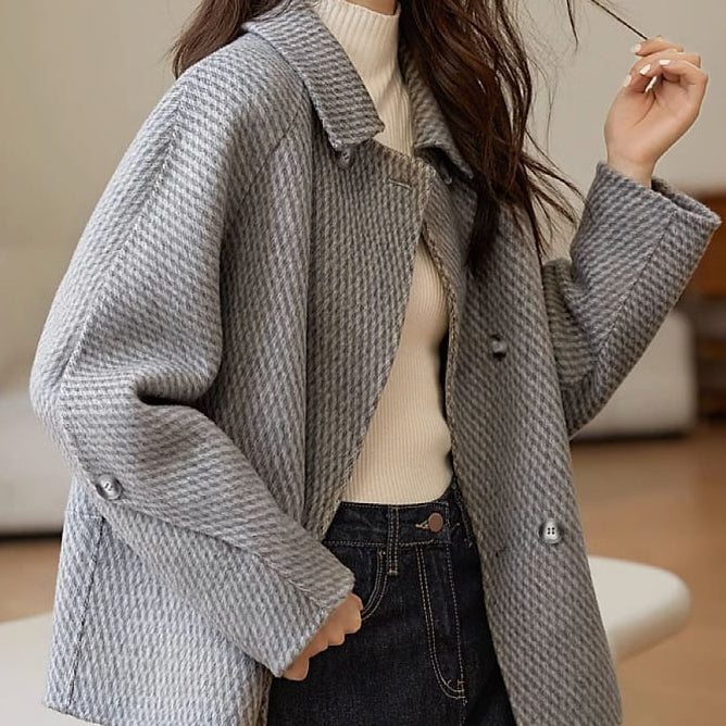 Cappotto Donna Autunnale con Chiusura a Bottoni e Maniche Raglan