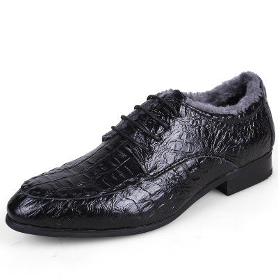 Scarpe Eleganti Uomo con Lacci, Punta Arrotondata e Finitura in Stile Coccodrillo