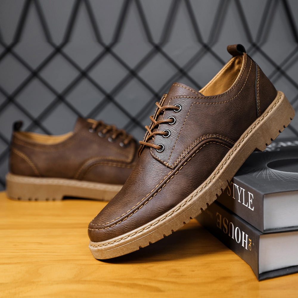 Zapatos brogue de hombre, modelo con cordones y suela de goma - aspecto de piel