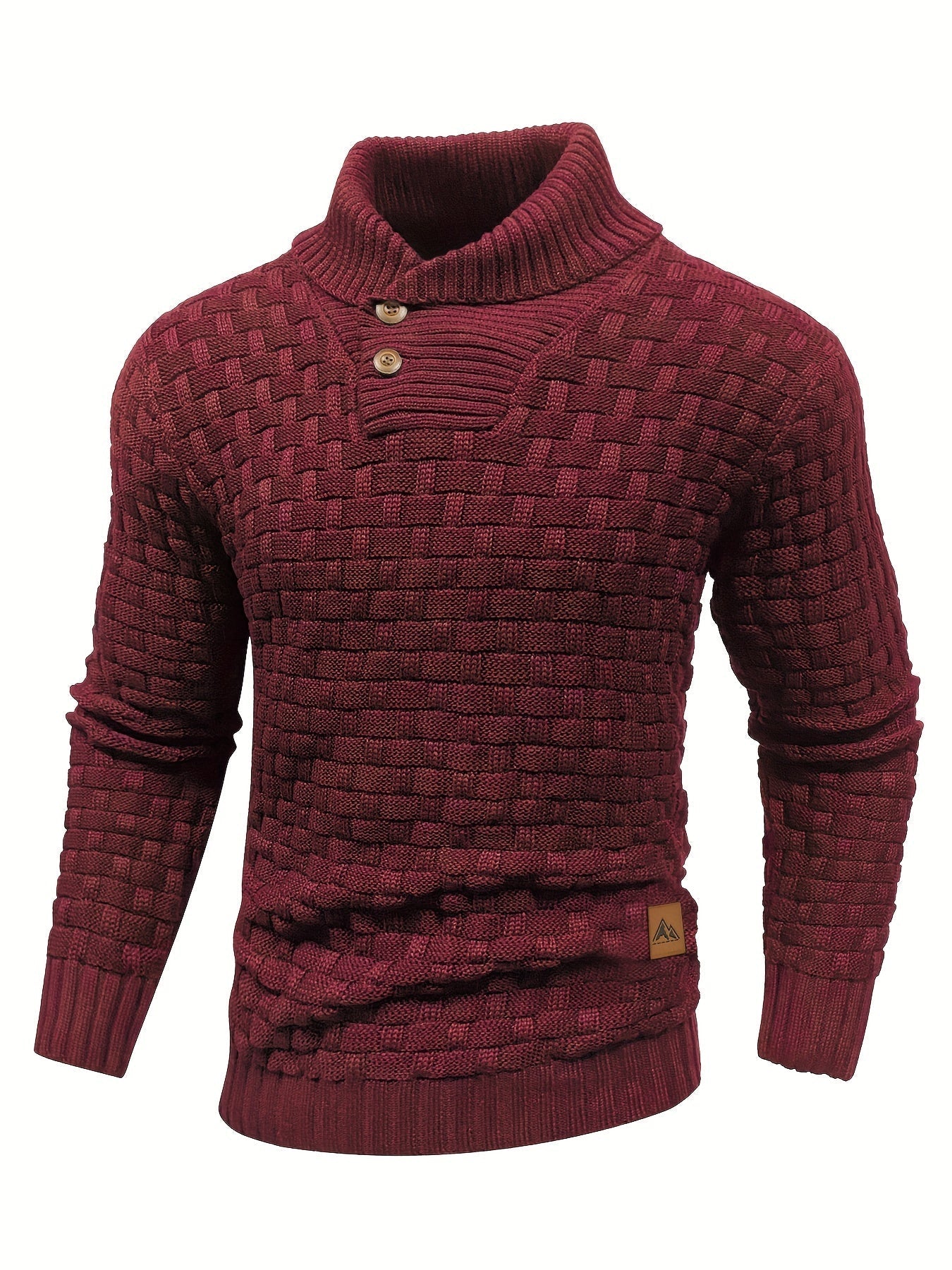 Maglione Uomo in Maglia Waffle con Collo a Sciarpa