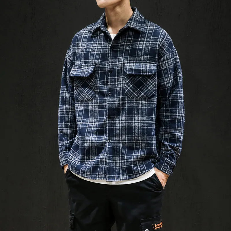 Giacca-Camicia Da Uomo A Quadri Con Motivo A Scacchi, Ideale Per La Stratificazione.