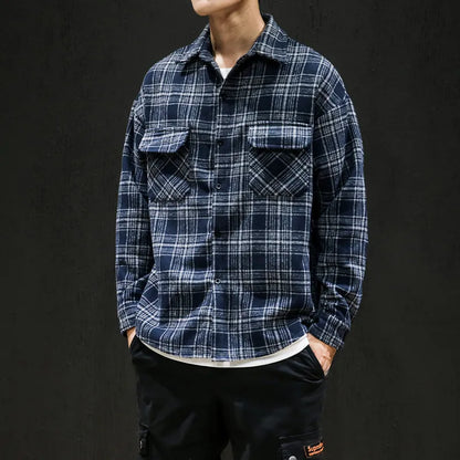 Giacca-Camicia Da Uomo A Quadri Con Motivo A Scacchi, Ideale Per La Stratificazione.