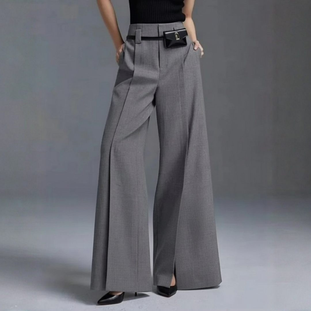 Pantaloni Donna a Vita Alta e Gamba Larga con Marsupio Removibile – Stile Casual Chic