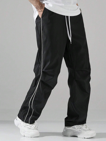 Men's Straight-Leg Sports Pants with Drawstring – Relaxed Fit