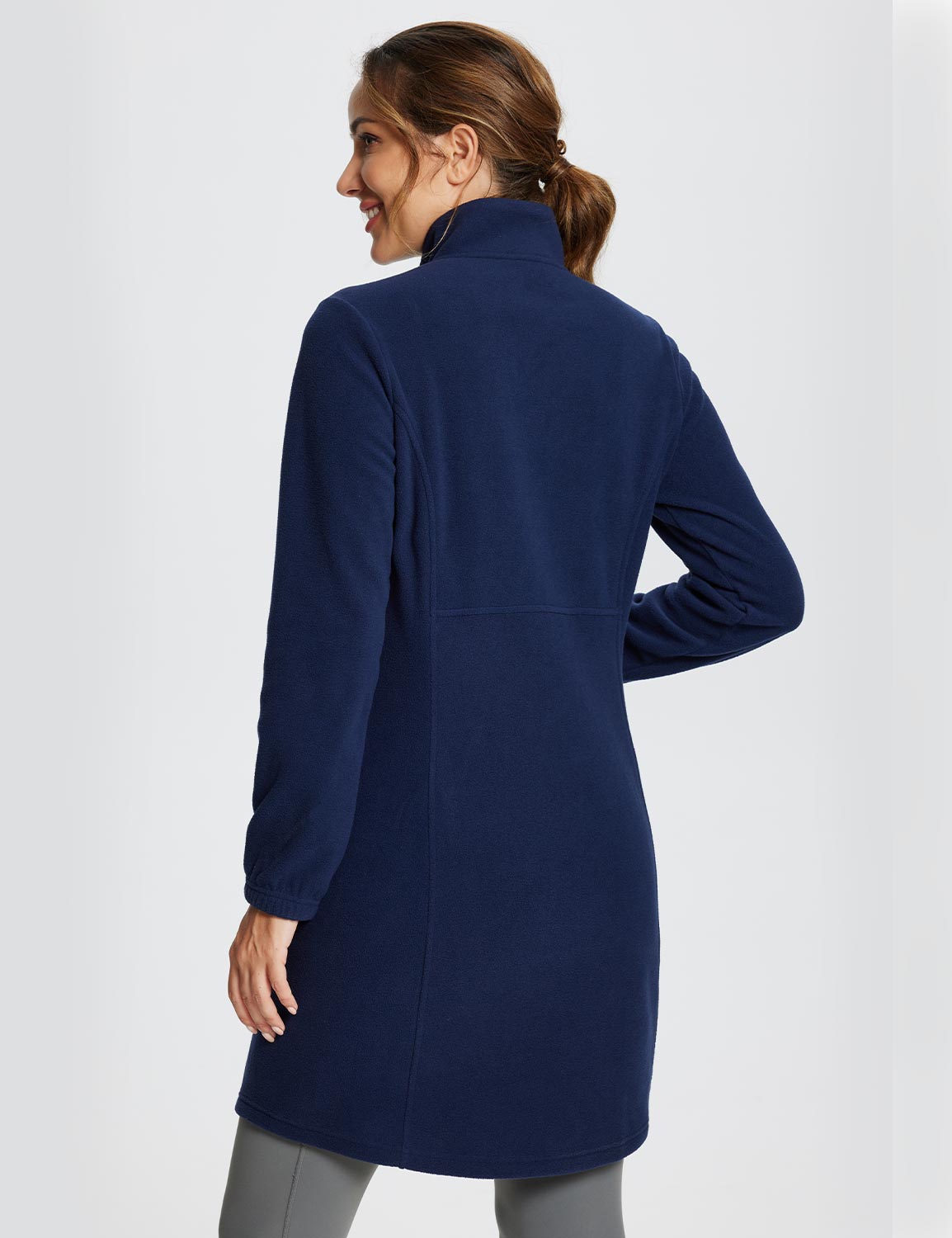 Abito Tunica Invernale da Donna con Mezza Zip, Collo Alto e Tasca Marsupio