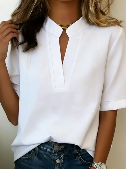 Maglietta Donna a Maniche Corte con Scollo a V e Vestibilità Comoda – Stile Casual