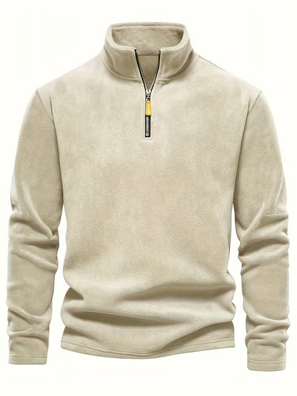 Maglia Uomo con Mezza Zip, Collo Alto e Maniche Lunghe – Comfort Quotidiano Versatile