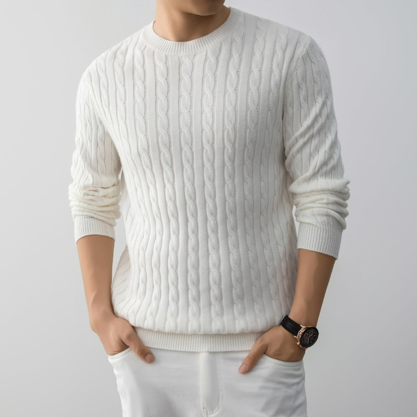 Maglione da Uomo a Maniche Lunghe a Vestibilità Ampia con Motivo Jacquard