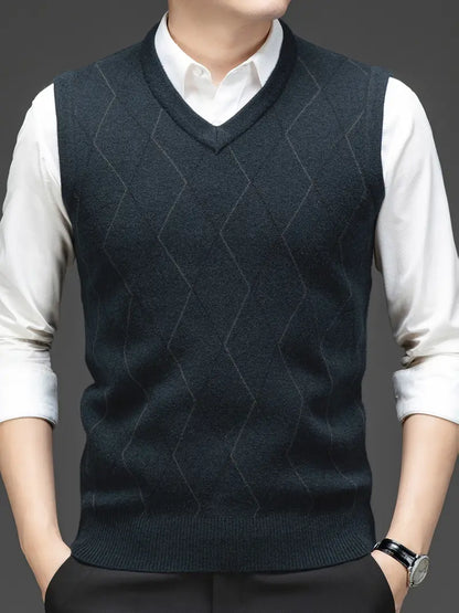 Chaleco para Hombre de Punto con Cuello en V Slim Fit