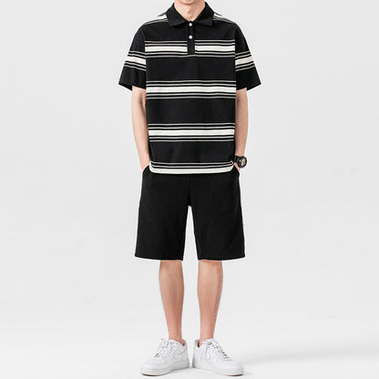Men's Summer Sporty Set with Short Sleeve T-Shirt and Shorts – Two-Piece Casual Set