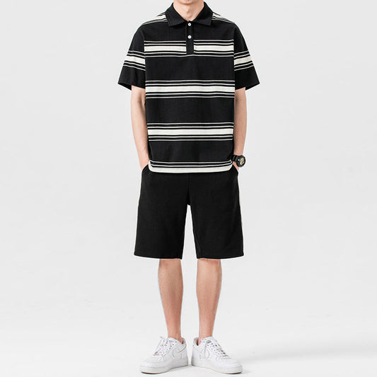 Men's Summer Sporty Set with Short Sleeve T-Shirt and Shorts – Two-Piece Casual Set