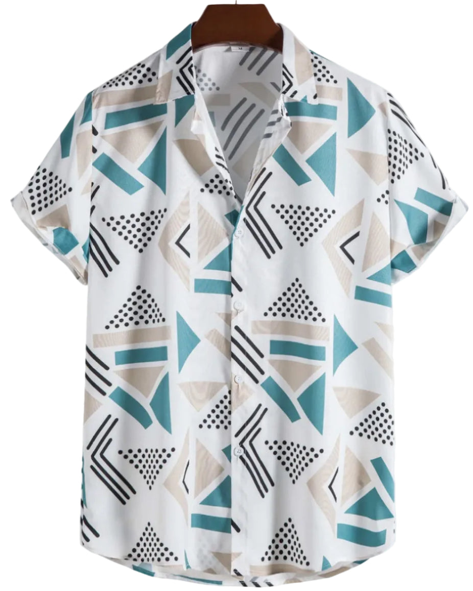 Camicia Uomo a Maniche Corte con Stampa Floreale e Bottoni – Leggera e Comoda