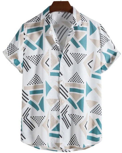 Camicia Uomo a Maniche Corte con Stampa Floreale e Bottoni – Leggera e Comoda