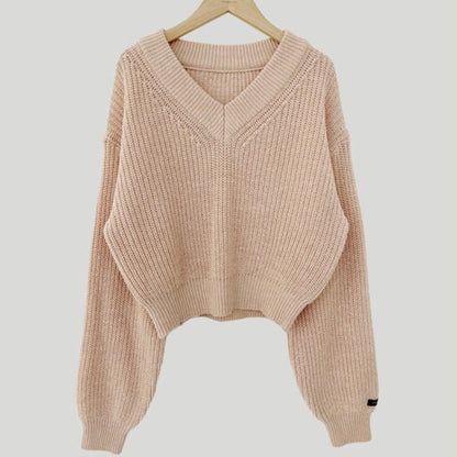 Damepullover med let patch og lange ærmer