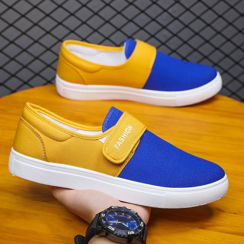 Men's Sneakers with Velcro Closure, Flat Sole, and Low-Top Design