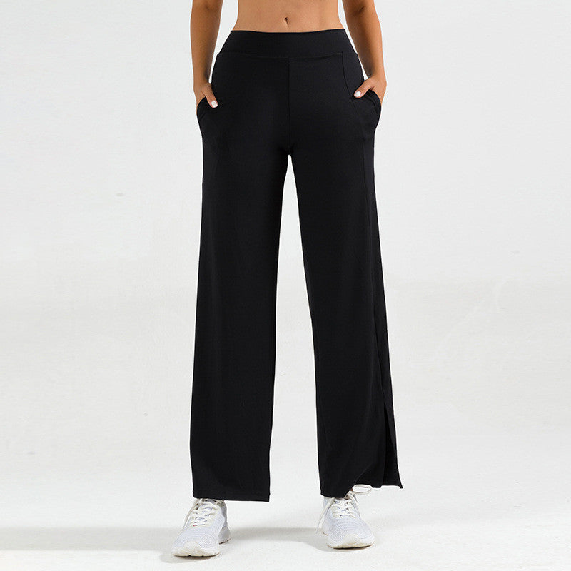Women's Elephant Leg Yoga Pants with Side Slit – Wide Leg