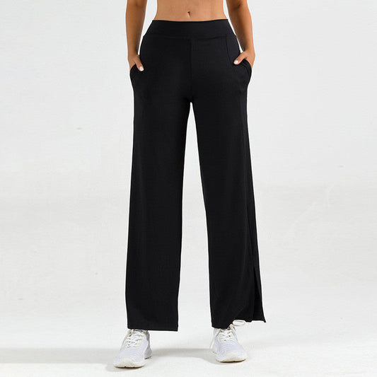 Women's Elephant Leg Yoga Pants with Side Slit – Wide Leg