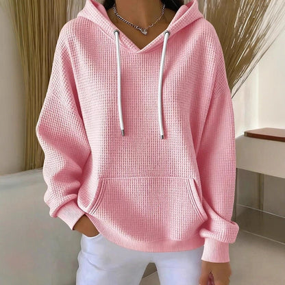 Sudadera con capucha para mujer con cordón ajustable, mangas largas y capucha ajustable.