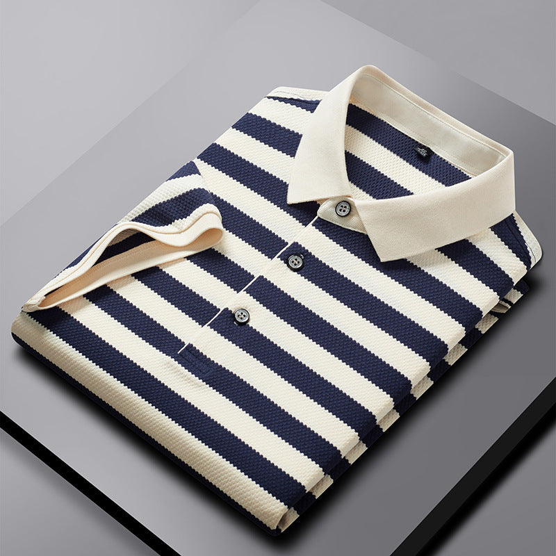 Men's Striped T-Shirt with Short Sleeves and Crew Neck