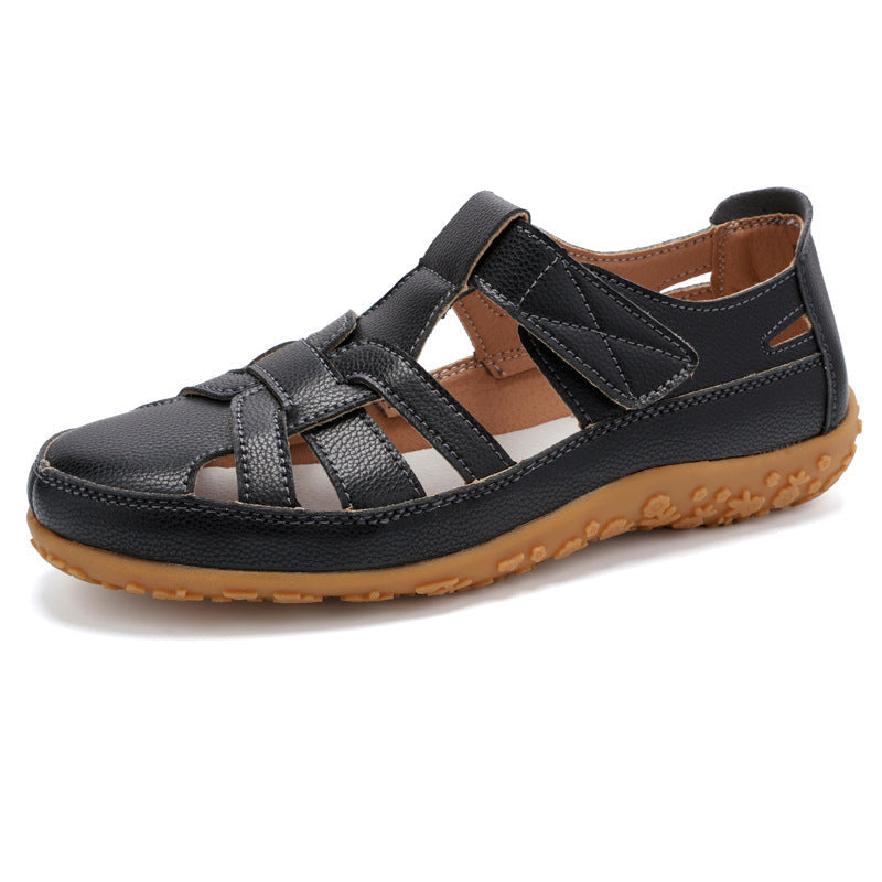 Sandali Donna Retrò con Chiusura a Strappo, Punta Tonda e Suola Morbida – Sandali Casual