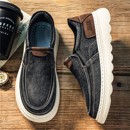 Men's slip-on moccasins - Round toe - Denim style
