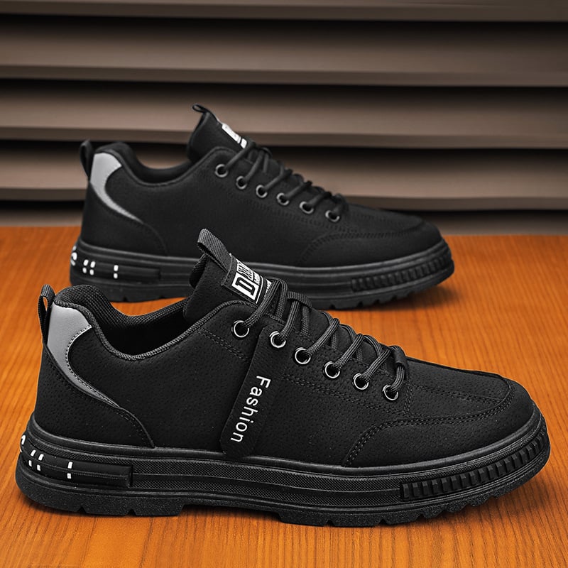 Men's Sneakers with Laces, Low Cut, Round Toe, and Flat Sole