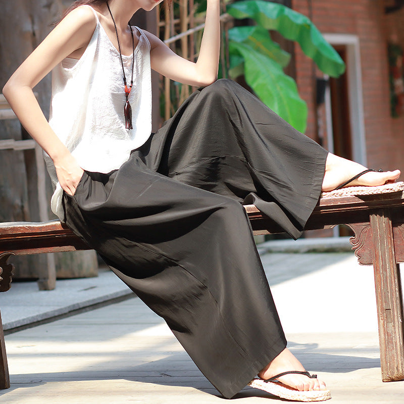 Women's Wide-Leg Pants with Loose Fit – Solid Color