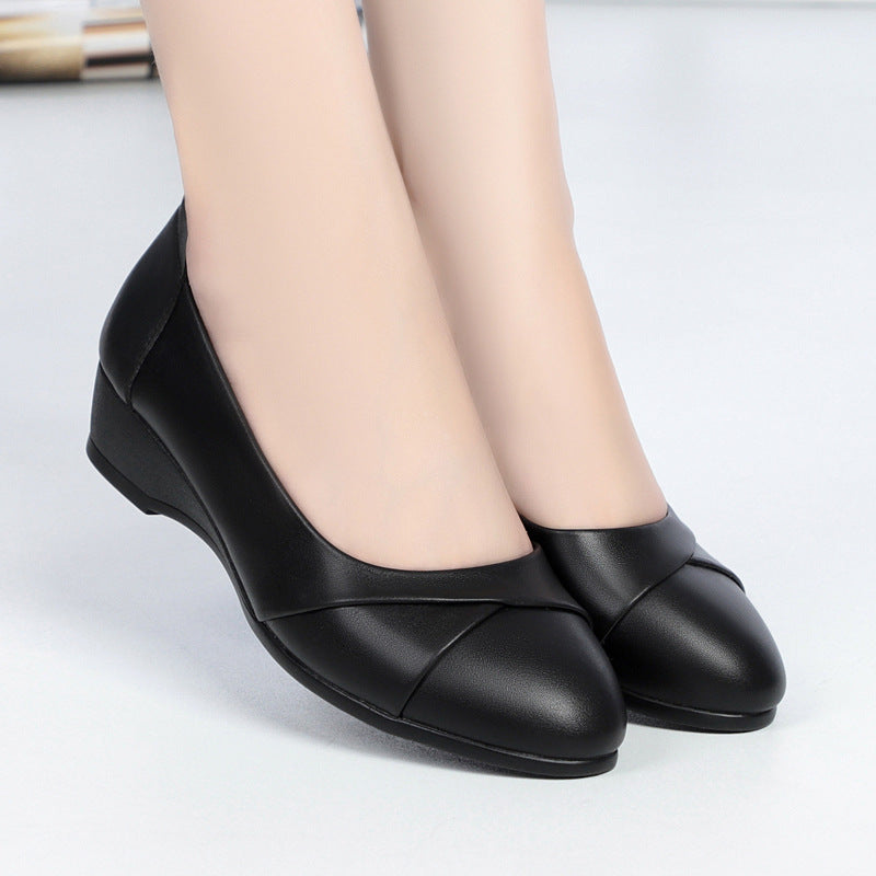 Zapatos de mujer con punta redonda, tacón bajo y diseño sin cierres – zapatos casuales