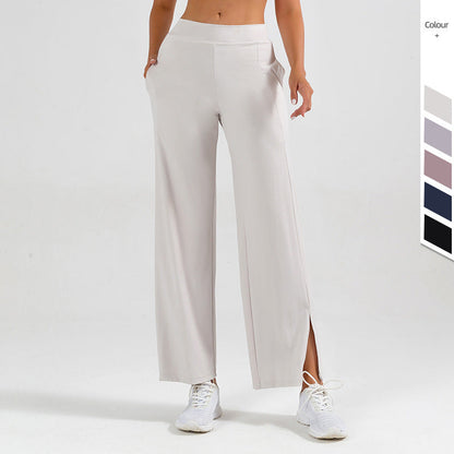 Women's Elephant Leg Yoga Pants with Side Slit – Wide Leg