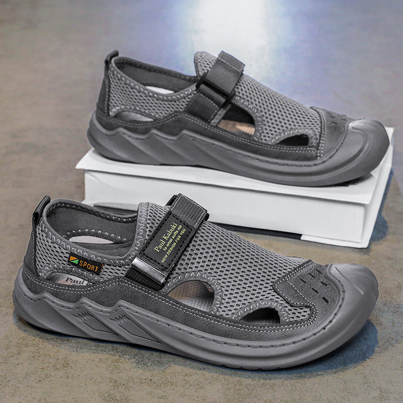 Sandali Estivi da Uomo con Tomaia in Rete Forata e Chiusura in Velcro – Suola in Gomma