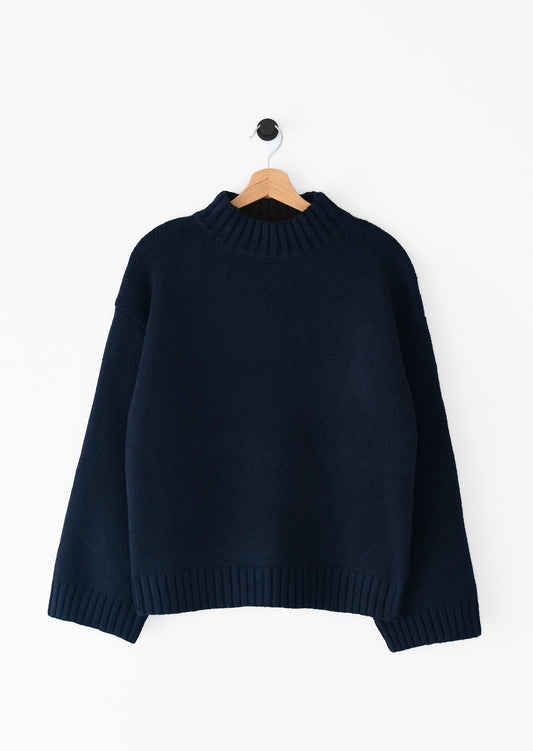 Maglione Donna con Collo Alto e Rifiniture a Costine – Vestibilità Dritta