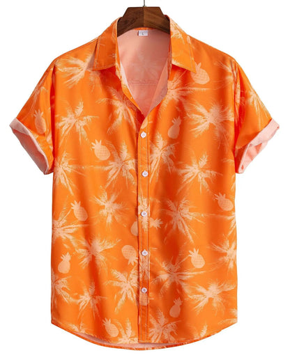 Camicia Uomo a Maniche Corte con Stampa Floreale e Bottoni – Leggera e Comoda