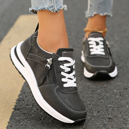 Women's Sneakers with Side Zipper and Arch Support – Non-Slip Sole
