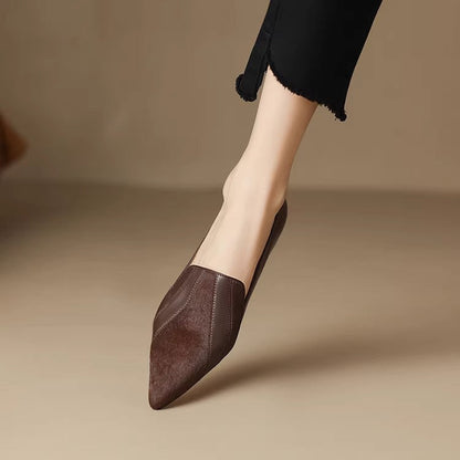 Women's Pointed Toe Ballerinas with Deep Neckline and Seamless Design – Elegant Ballerinas