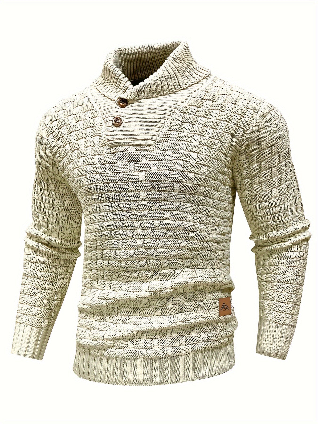Maglione Uomo in Maglia Waffle con Collo a Sciarpa