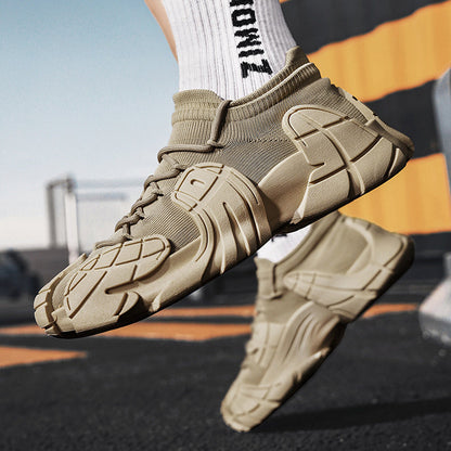 Men's Running Sneakers with Laces, Round Toe, and Thick Sole