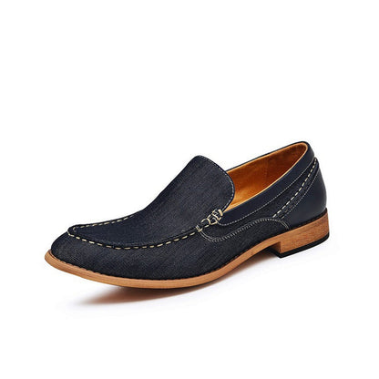 Scarpe da Uomo Senza Lacci Punta Tonda Tacco Basso Suola Cucita Altezza Aumentata