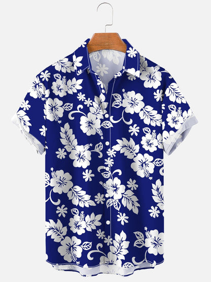 Camicia Uomo a Maniche Corte con Stampa Floreale e Tessuto Elasticizzato – Stile Casual