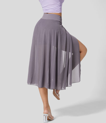 Gonna Midi Donna 2-in-1 con Tasca Laterale Nascosta e Vita Elasticizzata