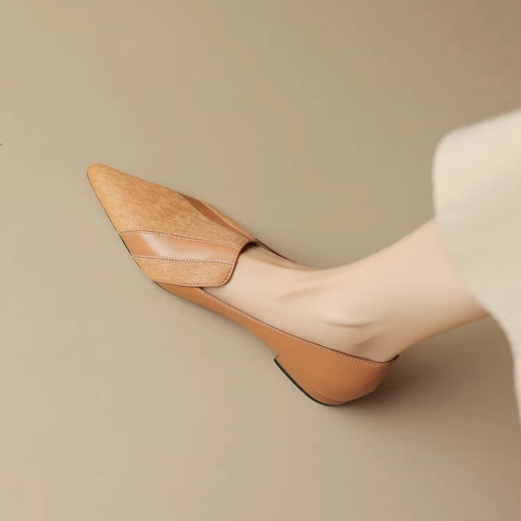Women's Pointed Toe Ballerinas with Deep Neckline and Seamless Design – Elegant Ballerinas