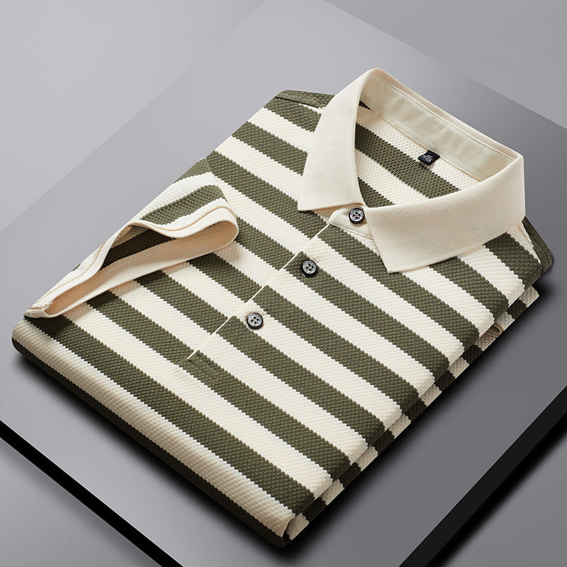 Men's Striped T-Shirt with Short Sleeves and Crew Neck