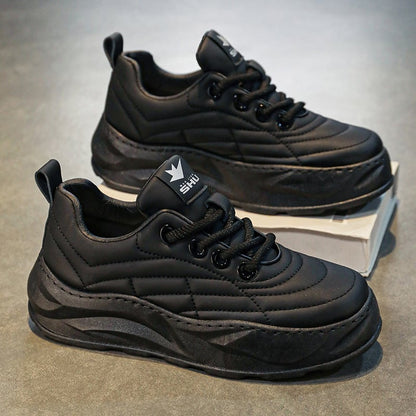 Men's Running Sneakers with Thick Sole, Rubber Sole, and Round Toe