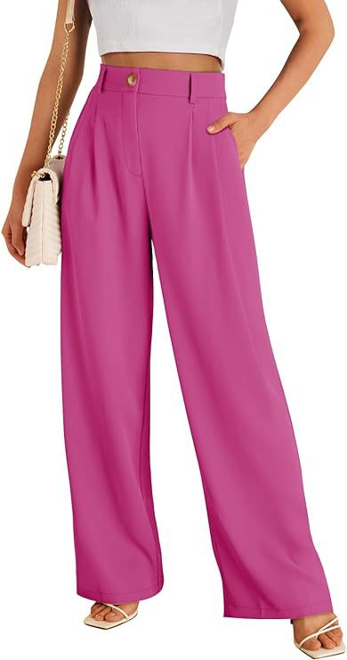 Women's High-Waisted Stretch Formal Pants with Wide Leg